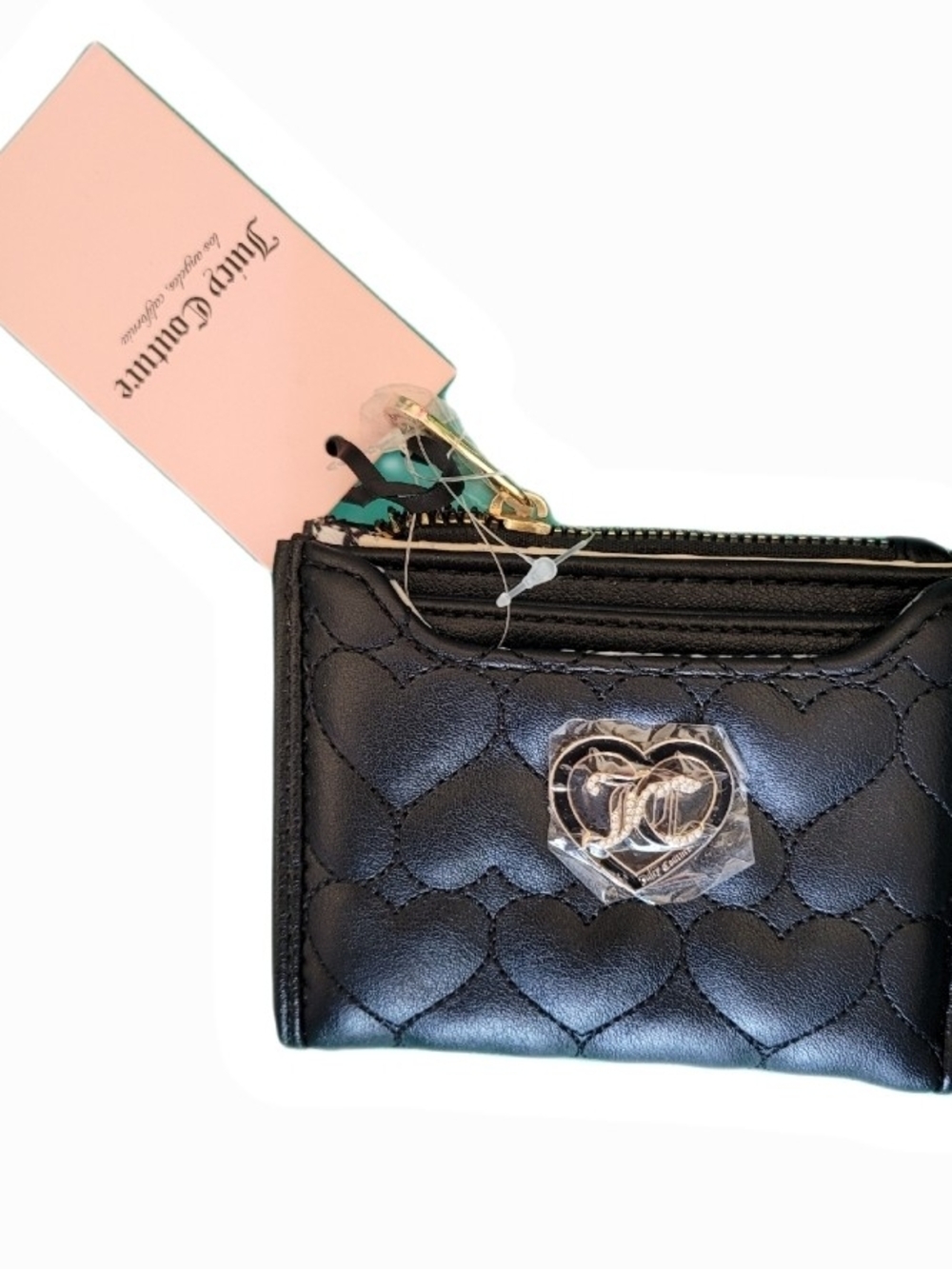 Juicy Couture Quilted Hearts And Light Pink Bi-Fold Card Wallet